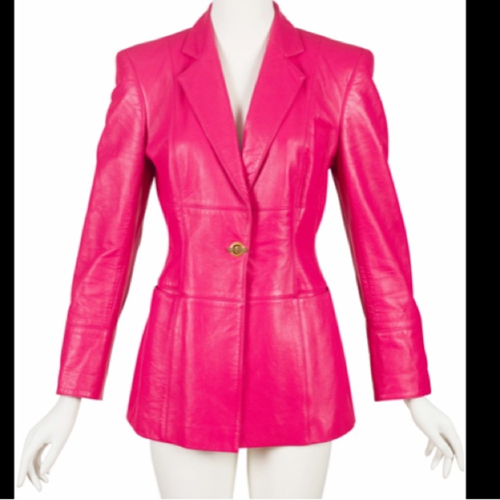 Escada Hot Pink Leather Blazer